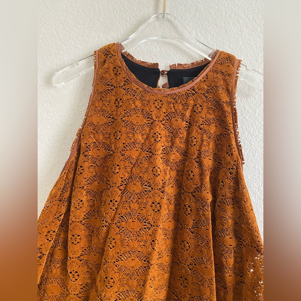 Maeve Mustard Lace Mini Dress - Picture 6 of 8